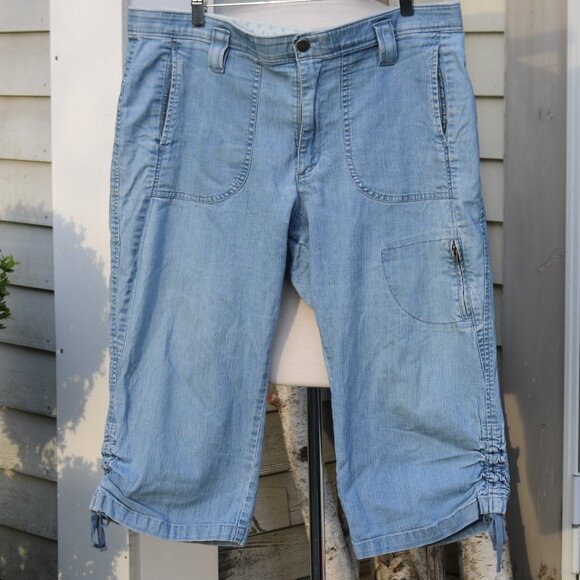 Lee Comfort Waistband Plus Size Petite Cinched Hem Stretch Cargo Capri Jeans 16P - Picture 1 of 8